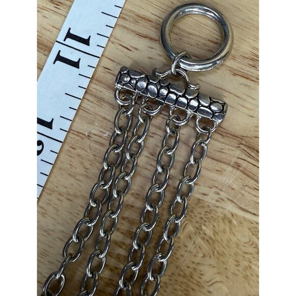 Silvertone Flower Bracelet With Chain Strands & Toggle Closure, Floral, Casual - Picture 8 of 9